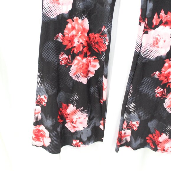 No Boundaries Black and Pink Floral Flare Pants - Picture 7 of 11